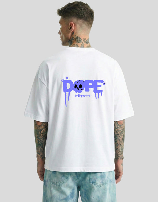 Navy blue oversized tee front view with blue dripping DOPE graphic - street culture Heistt streetwear