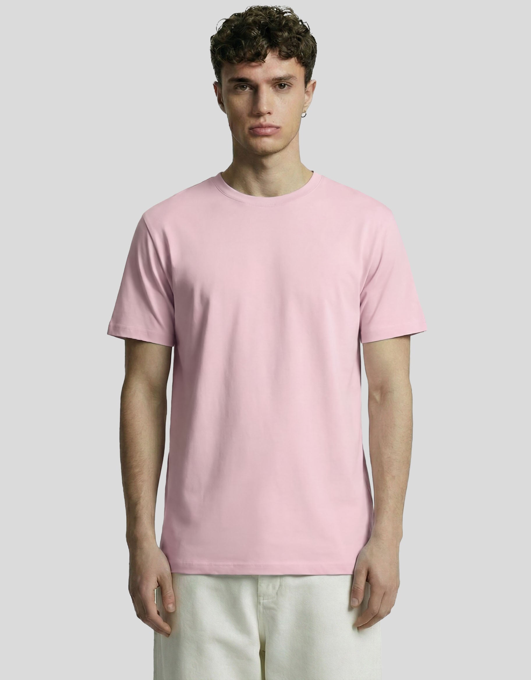 Baby pink basic slim fit t-shirt for men – 95% cotton 5% elastane premium blend by Heistt