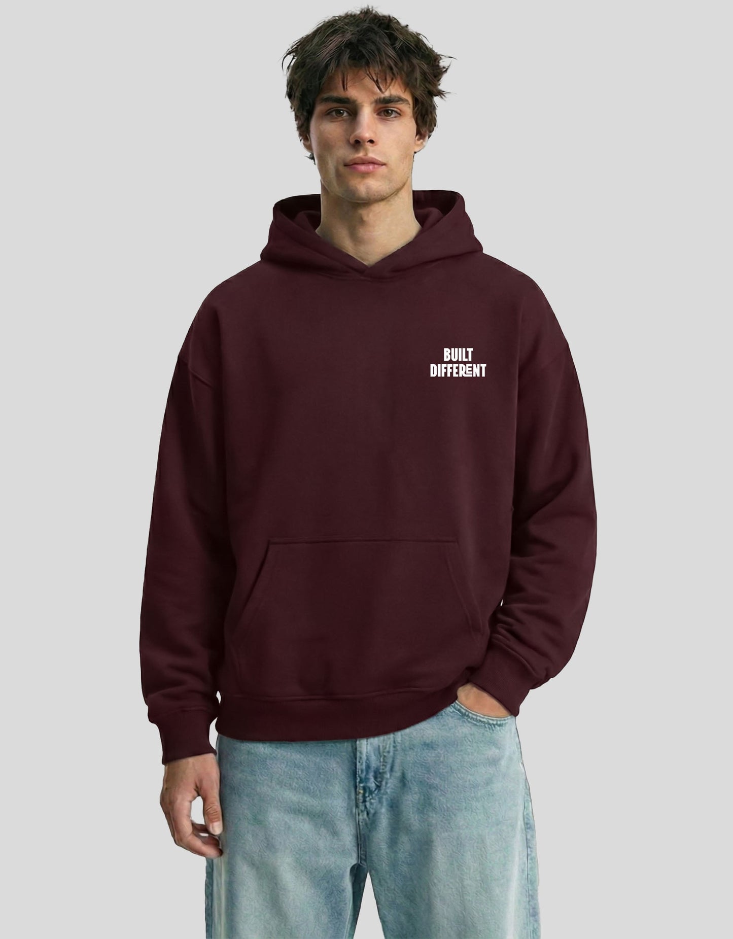 BUILT DIFFERENT Oversized Hoodie Black - Premium Embroidered Motivational Streetwear Hoodie by Heistt