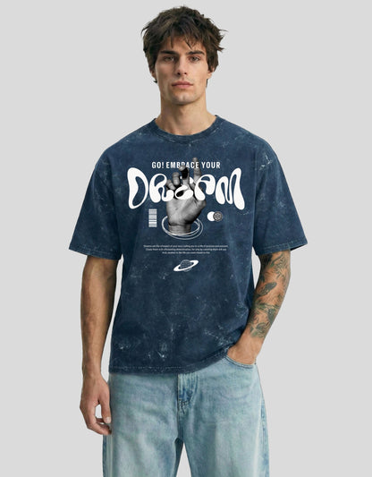 Neptune fade acid-washed cloud oversized tee with DREAM graphic - motivational Heistt streetwear