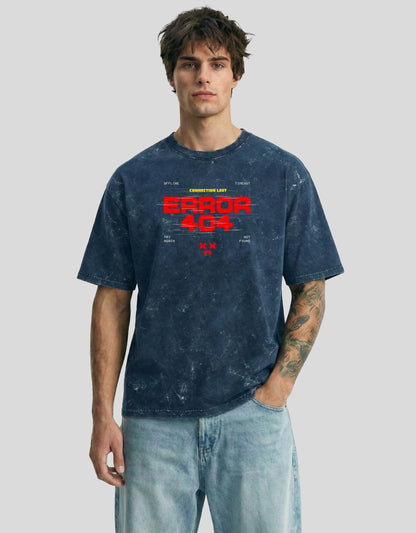 ERROR 404 Cloud Oversized T-Shirt Neptune Fade - Acid Washed Glitch Graphic Streetwear Tee by Heistt