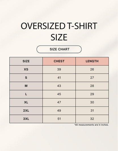 DOPE oversized tee size chart - measurements guide for Heistt streetwear