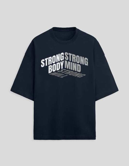 OVERALL STRONG Oversized T-Shirt Black - Premium Cotton Bold Graphic Streetwear Tee by Heistt