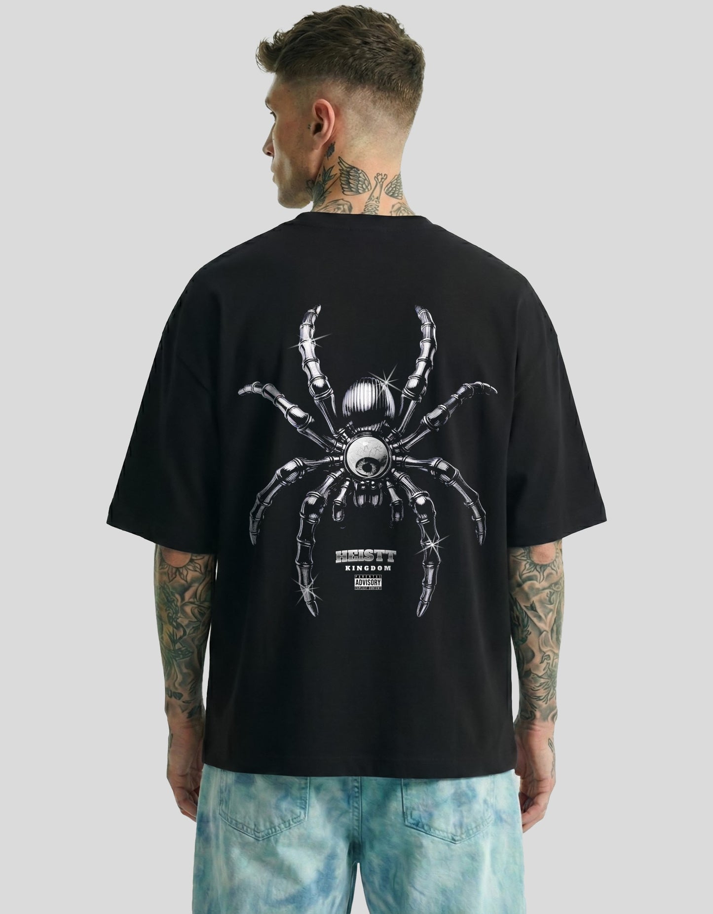 SPIDER KINGDOM Oversized T-Shirt Black - Gothic Spider Graphic Streetwear Tee by Heistt