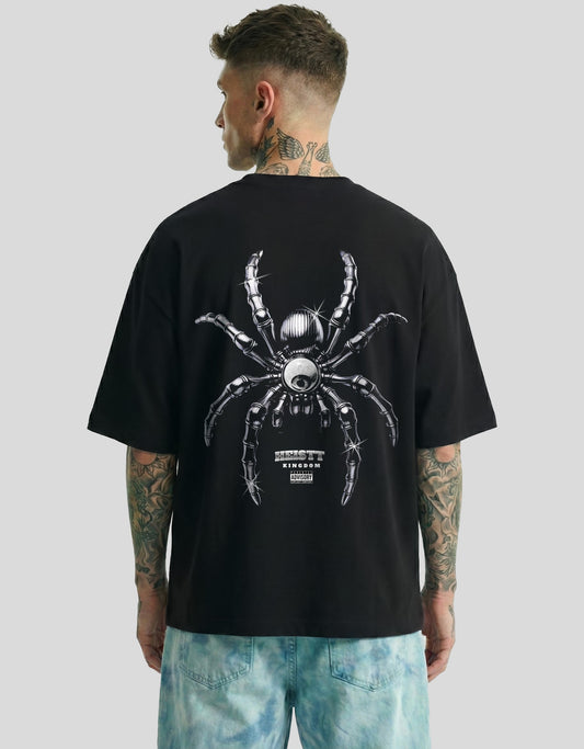 SPIDER KINGDOM Oversized T-Shirt Black - Gothic Spider Graphic Streetwear Tee by Heistt